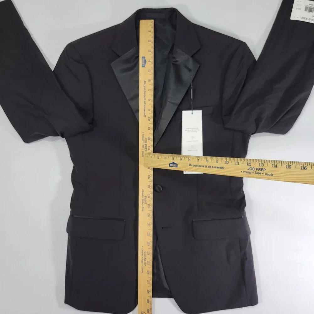 Calvin Klein Men's Tuxedo Jacket MAIN Two Button Black Wool Blend‎ 38R NEW